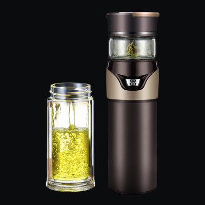 Thermos à Thé avec Filtre en Acier et Double Couvercle - Verre Isolant