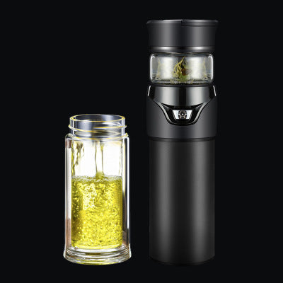 Thermos à Thé avec Filtre en Acier et Double Couvercle - Verre Isolant