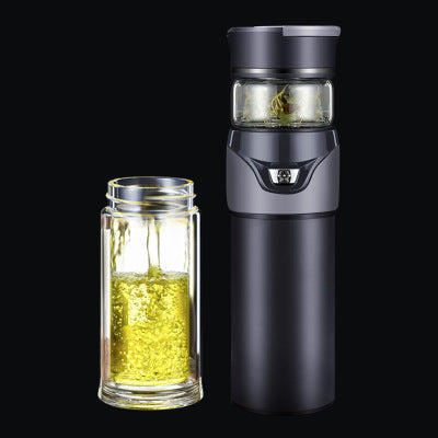 Thermos à Thé avec Filtre en Acier et Double Couvercle - Verre Isolant